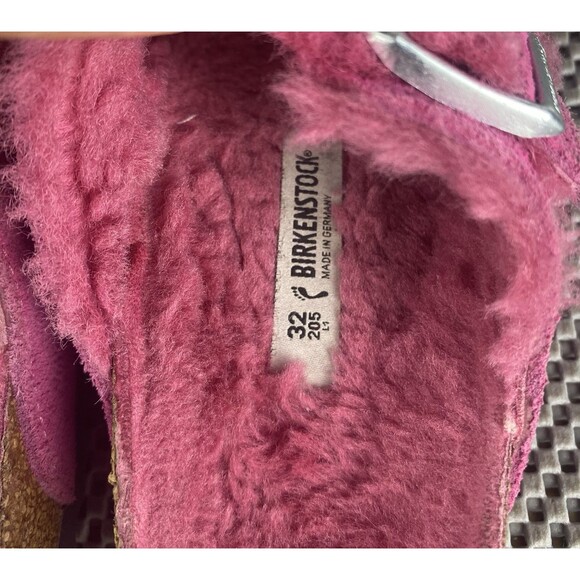 Birkenstock Arizona Shearling Sandals Womens 32 L1 Pink Leather Made In Germany - Picture 11 of 12